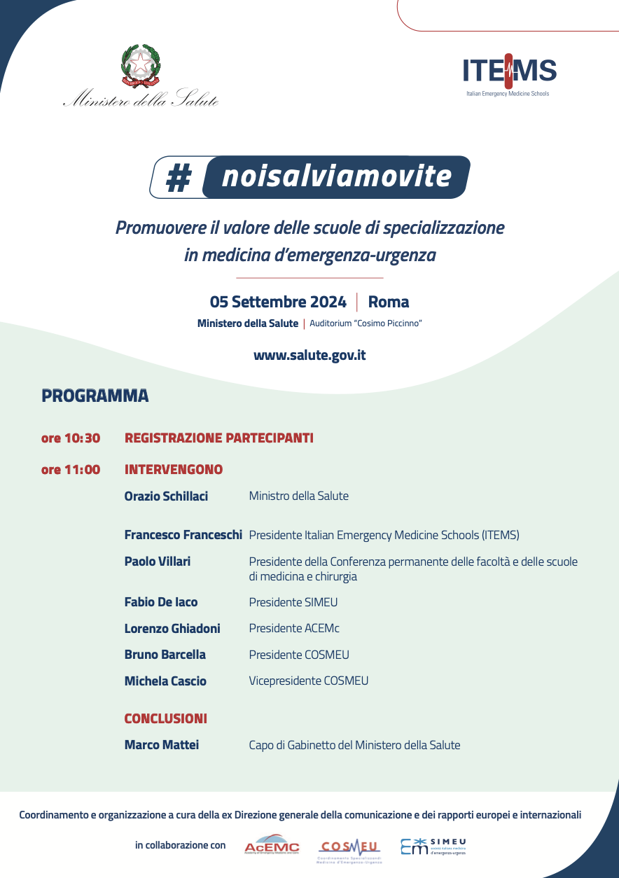 #noisalviamovite. Promuovere il valore delle scuole di specializzazione in medicina di emergenza-urgenza